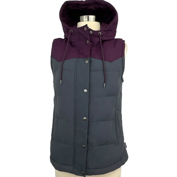 Patagonia Jackets & Blazers - Patagonia Bivy Hooded Down Vest Women's S Deep Plum Gray Sleeveless Jacket